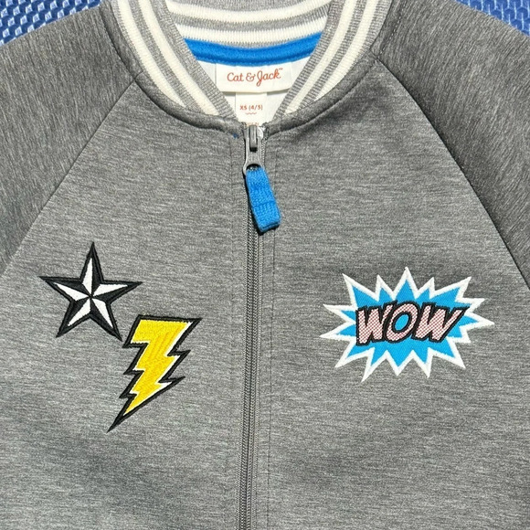 Cat & Jack Wow/Lightning Bolt Zip Up Jacket Size XS 4/5 - Picture 3 of 5